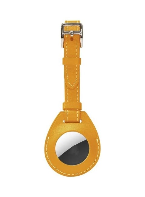 Shockproof Anti-Scratch Leather Protective Case Cover with Hang Loop For Apple AirTag Yellow