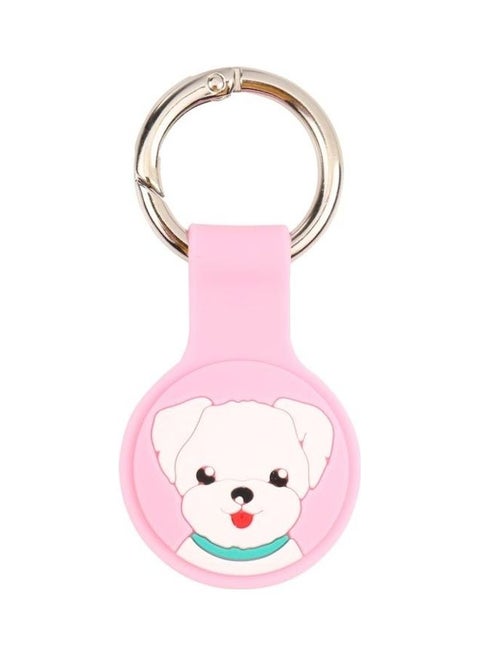Cartoon Shockproof Anti-Scratch Silicone Case Protective Cover with Keychain Ring Loop for Apple AirTag Pink