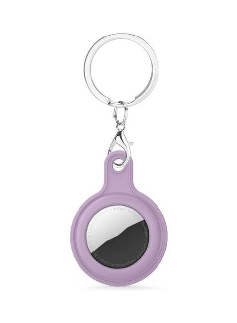 Gel Leather Case Cover with Switchable Keychain Ring for Apple AirTag Purple