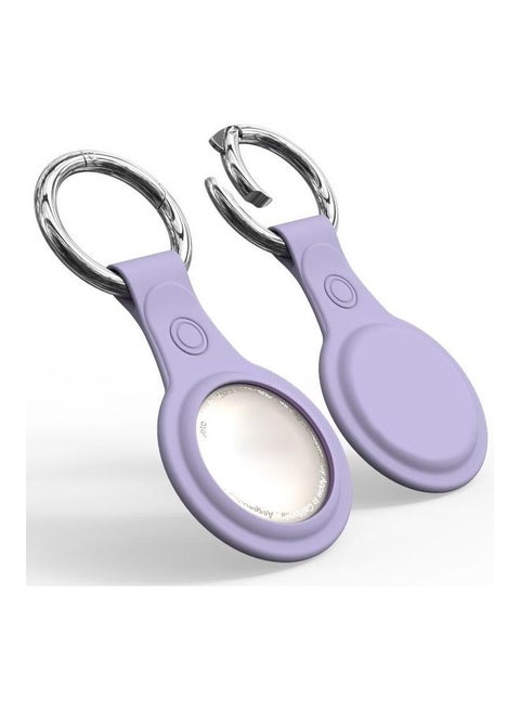 Anti-Scratch Frosted TPU Shockproof Protective Cover Soft Case with Keychain Ring Loop for Apple AirTag Purple