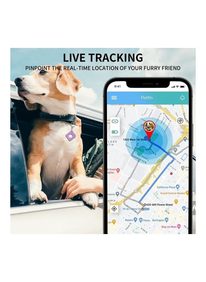 BGM - Square PU Leather Case Shockproof Anti-Scratch Protective Cover with Keychain Ring Loop for Apple AirTag Purple - Image 1