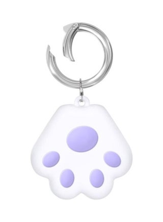 Cute Cat Paw Silicone Shockproof Protective Cover Soft Case with Keychain Ring Loop for Apple AirTag Purple - v1631112926/N50686299A_1