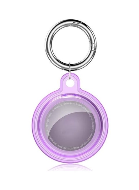 Clear Crystal Shockproof Protective Cover Case with Keychain Hook Loop for Apple AirTag Purple