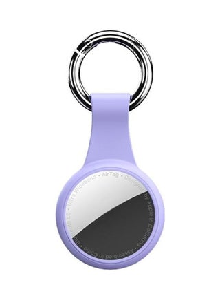 Round Shape Anti-Scratch Shockproof Silicone Protective Cover Case with Keychain Hook Loop for Apple AirTag Purple - v1631112926/N50686306A_1