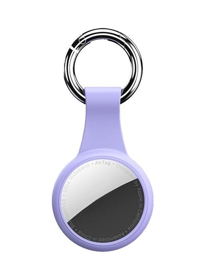 BGM - Round Shape Anti-Scratch Shockproof Silicone Protective Cover Case with Keychain Hook Loop for Apple AirTag Purple - Image 1