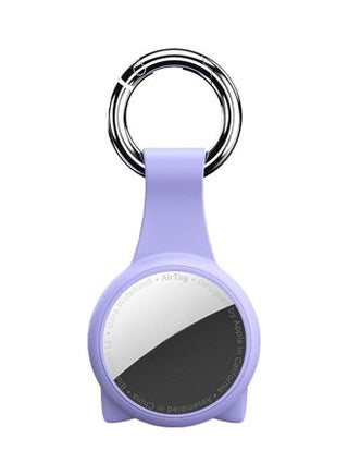 Cat Ear Anti-Scratch Shockproof Silicone Protective Cover Case with Keychain Hook Loop for Apple AirTag Purple - v1631112926/N50686307A_1