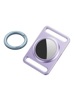 Magnetic Metal Protective Cover Case with Switchable Keychain Ring for Apple AirTag Purple