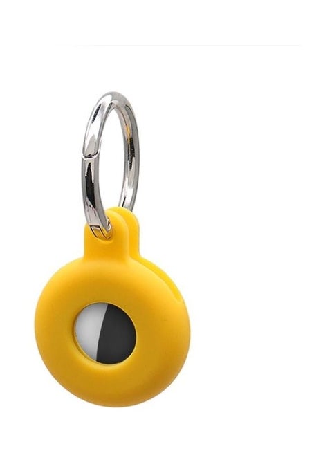 Hollow Anti-Scratch Silicone Shockproof Protective Cover Case with Keychain Hook Loop For Apple AirTag Yellow