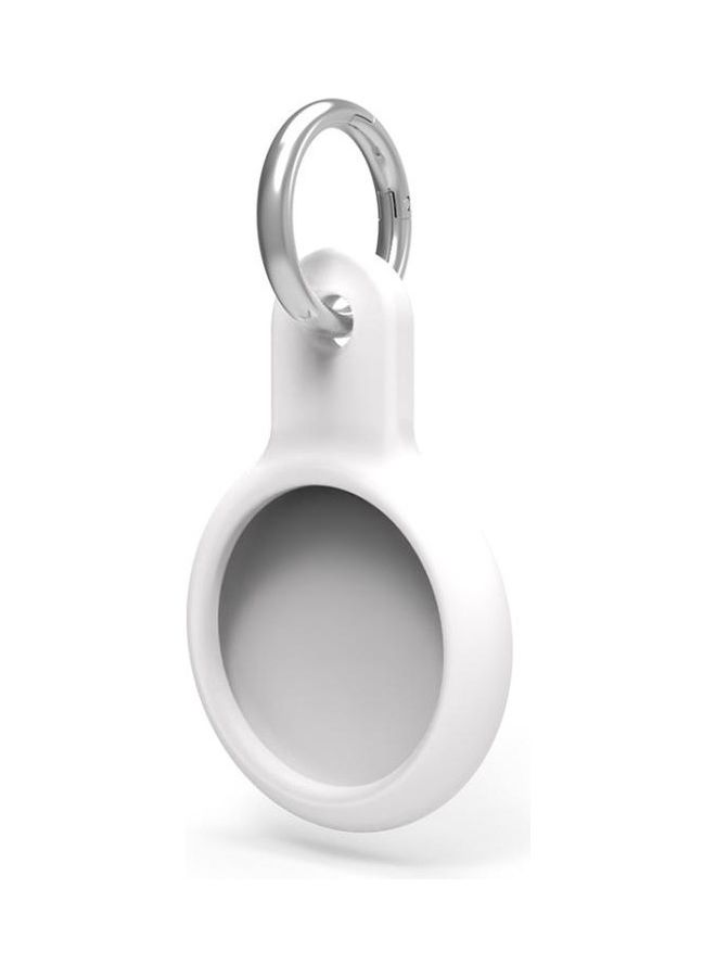 BGM - Shockproof Anti-Scratch Silicone Protective Case Cover Key Chain with Hang Loop for Apple AirTag White - Image 1