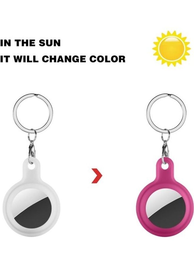 BGM Discoloration in Sun Silicone Protective Cover Case For Apple AirTag White Change Rose Pink  - Image 2