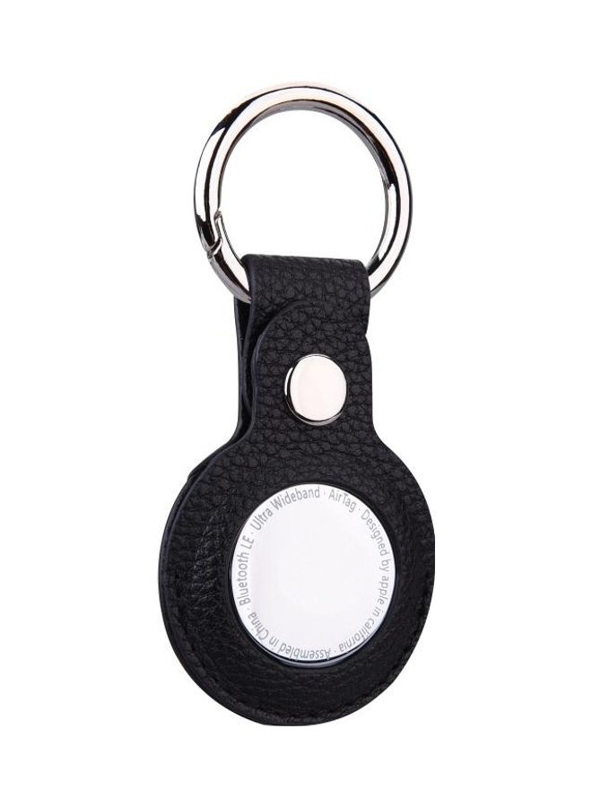 BGM Litchi Texture Leather Protective Case with Key Ring for Apple AirTag Black - Image 2