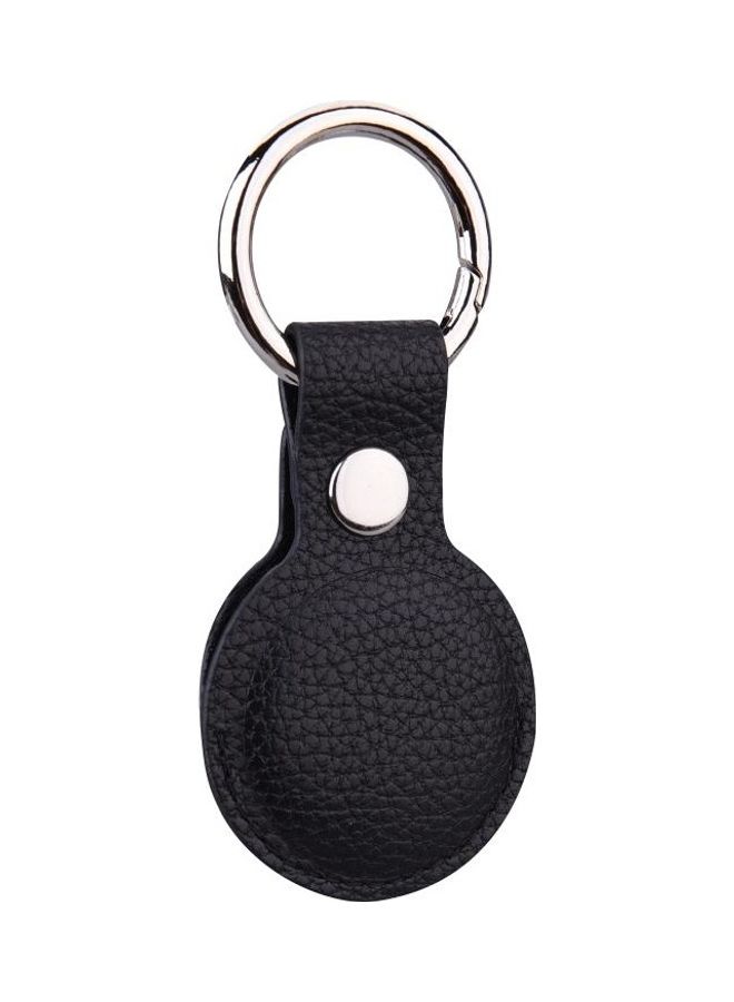 BGM Litchi Texture Leather Protective Case with Key Ring for Apple AirTag Black - Image 3
