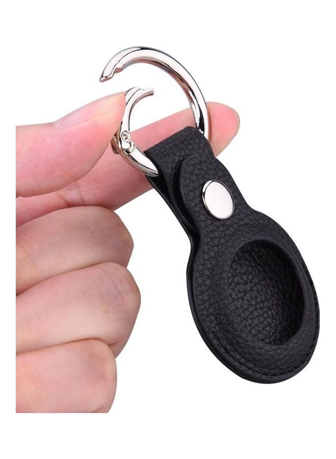 BGM Litchi Texture Leather Protective Case with Key Ring for Apple AirTag Black - Image 4