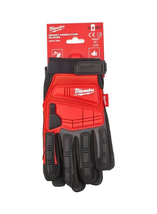 Milwaukee - 9 (L) Impact Demolition Gloves Red/Black 25 x 18 x 3.1cm - Image 1