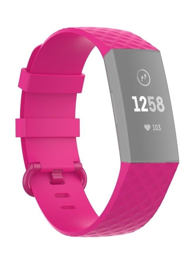 BGM Color Buckle TPU Wrist Strap Watch Band For Fitbit Charge 4 / Charge 3 / Charge 3 SE Rose Red - Image 1