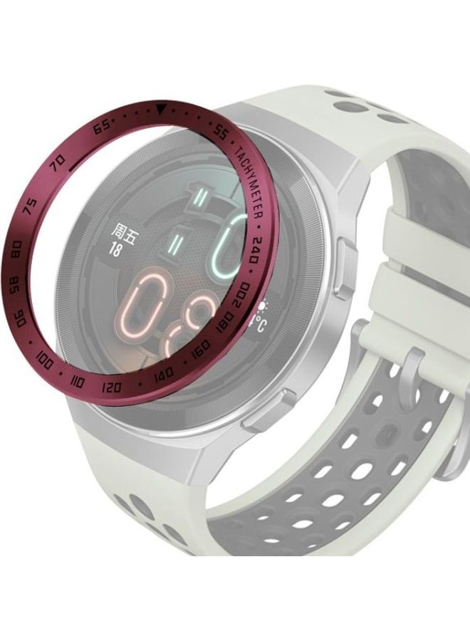 BGM Stainless Steel Bezel Ring For Huawei Watch GT2e Smart Watch Wine Red Ring Black Lettering  - Image 1