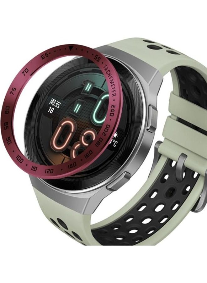 BGM Stainless Steel Bezel Ring For Huawei Watch GT2e Smart Watch Wine Red Ring Black Lettering  - Image 2