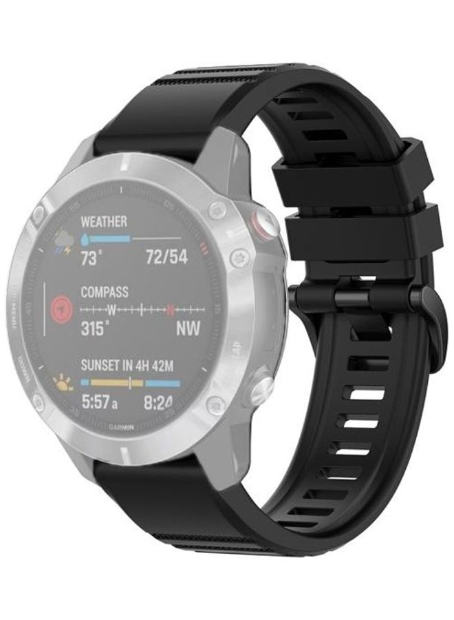 BGM 22mm Quick Release Official Texture Wrist Strap Watchband with Metal Button For Garmin Fenix 6 Black - Image 1