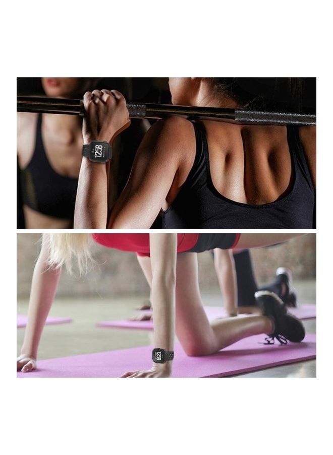 BGM Smart Watch Venting Circle Hole Wrist Strap Watchband For Fitbit Versa Rose Red - Image 5