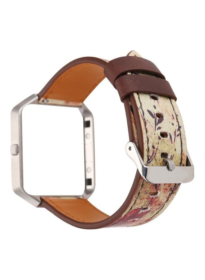 BGM Blaze Retro Flowers Series Leather Replacement Strap Watchband For Fitbit Red - Image 3