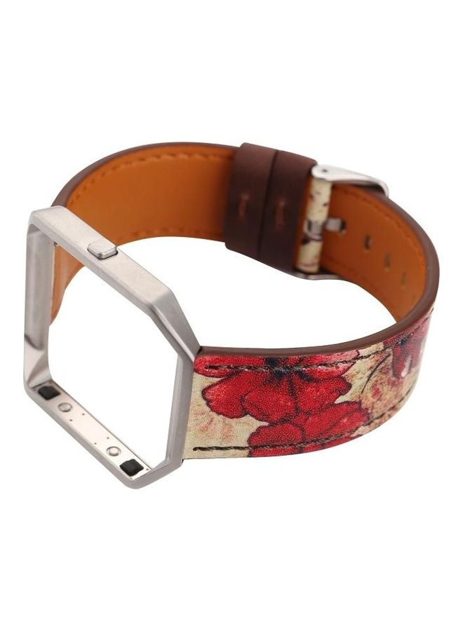 BGM Blaze Retro Flowers Series Leather Replacement Strap Watchband For Fitbit Red - Image 4