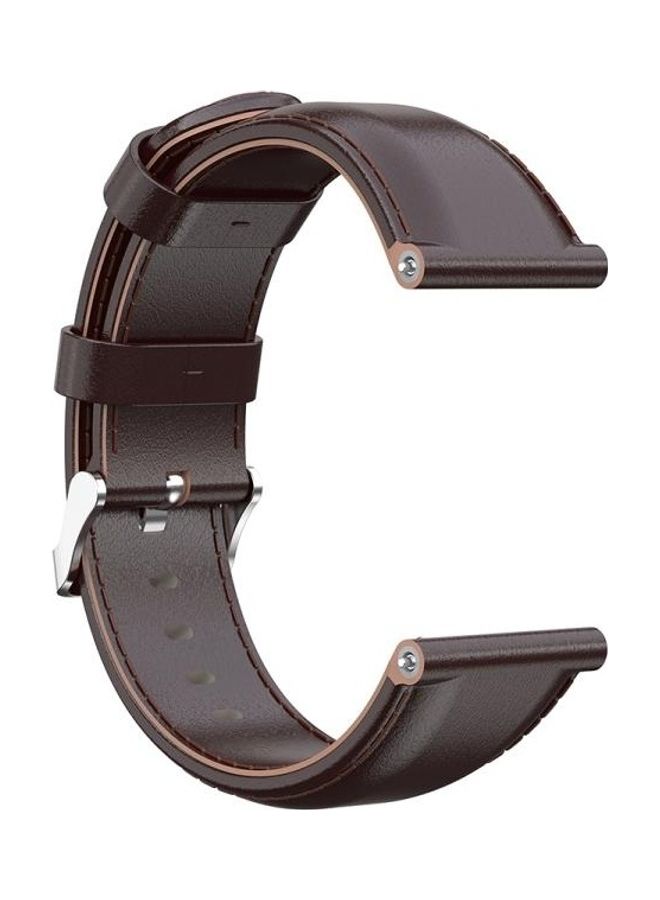 BGM Oil Wax Calf Leather Replacement Wrist Strap Watchband For Garmin Vivoactive 3 Brown - Image 1
