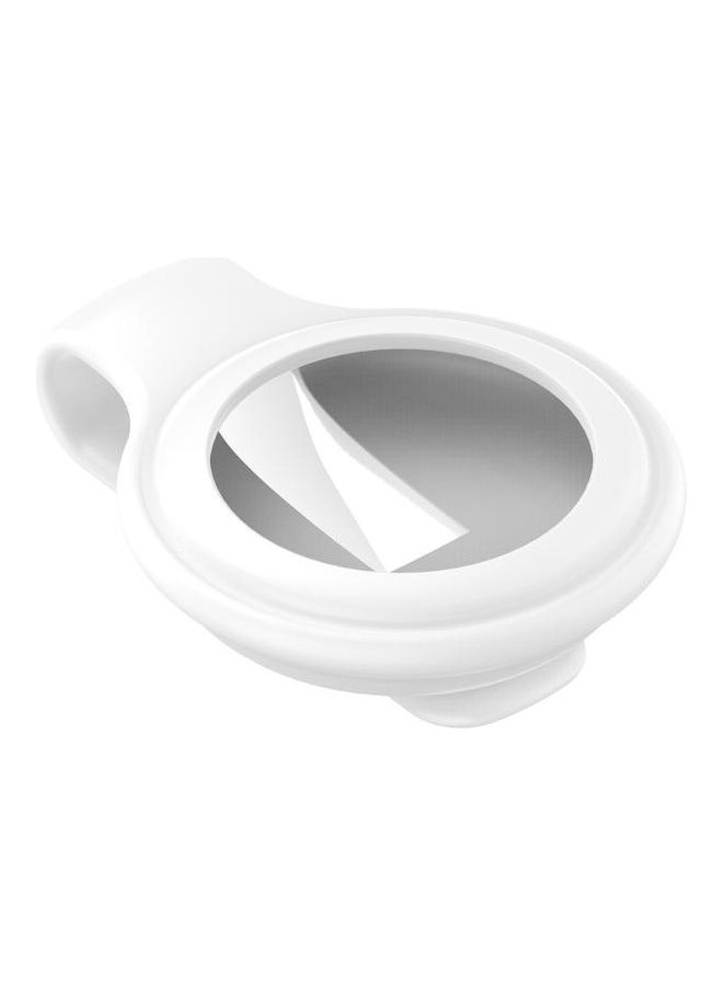BGM - For Apple AirTag Silica Gel Anti-Scratch Shockproof Protective Cover Soft Case with Steel Clip White - Image 1