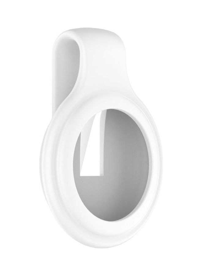 BGM - For Apple AirTag Silica Gel Anti-Scratch Shockproof Protective Cover Soft Case with Steel Clip White - Image 1