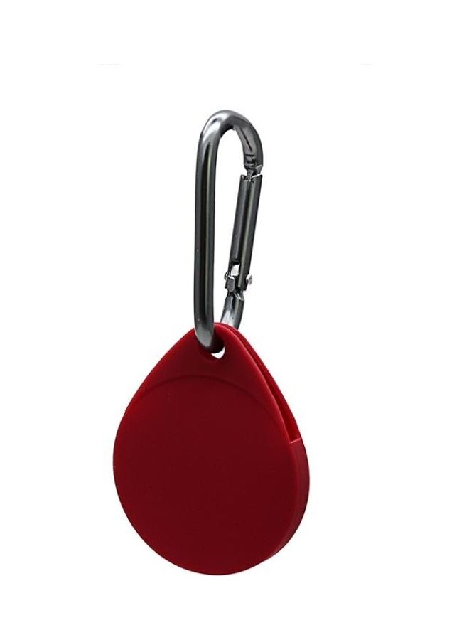 BGM - 2-Piece Drop Shape  Shockproof Anti-Scratch Silicone Protective Case with Carabiner for Apple AirTag Wine Red - Image 1