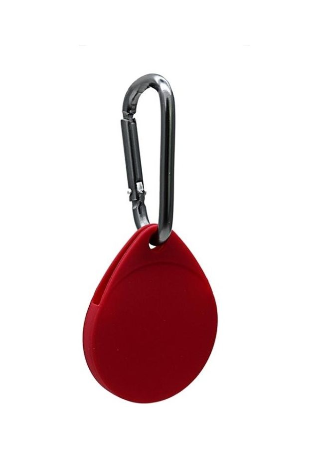 BGM - 2-Piece Drop Shape  Shockproof Anti-Scratch Silicone Protective Case with Carabiner for Apple AirTag Wine Red - Image 1