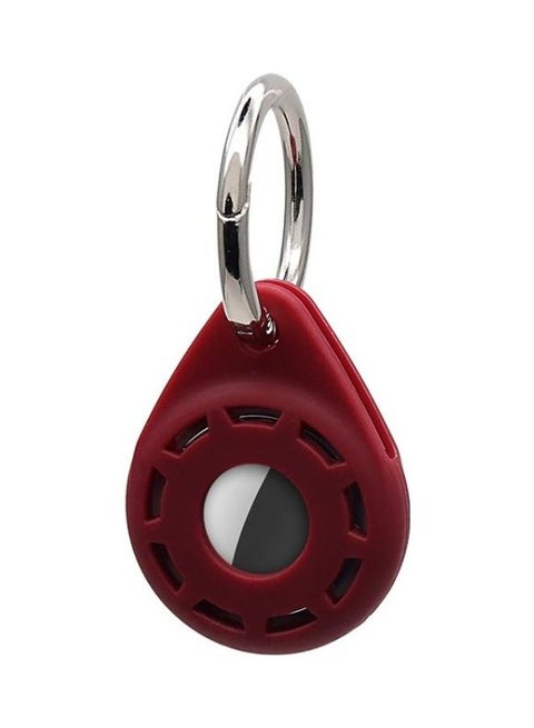 Silica Gel Anti-Scratch Shockproof Protective Cover Soft Case with Keychain Ring Loop For Apple AirTag Red