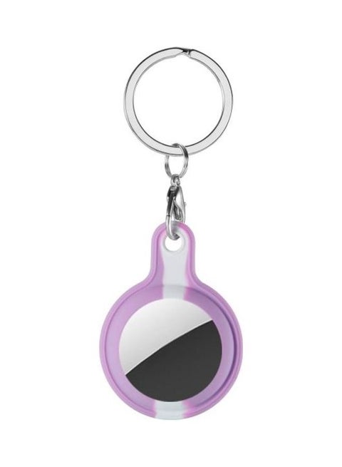 Secondary Color Anti-Scratch Shockproof Silicone Protective Cover Case with Keychain Hook Loop for Apple AirTag Purple