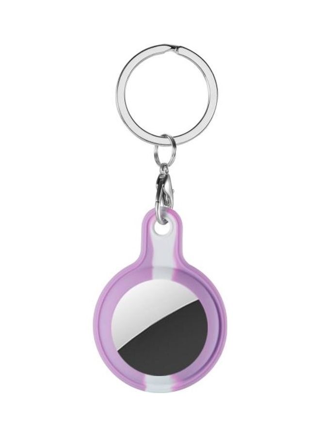 BGM - Secondary Color Anti-Scratch Shockproof Silicone Protective Cover Case with Keychain Hook Loop for Apple AirTag Purple - Image 1