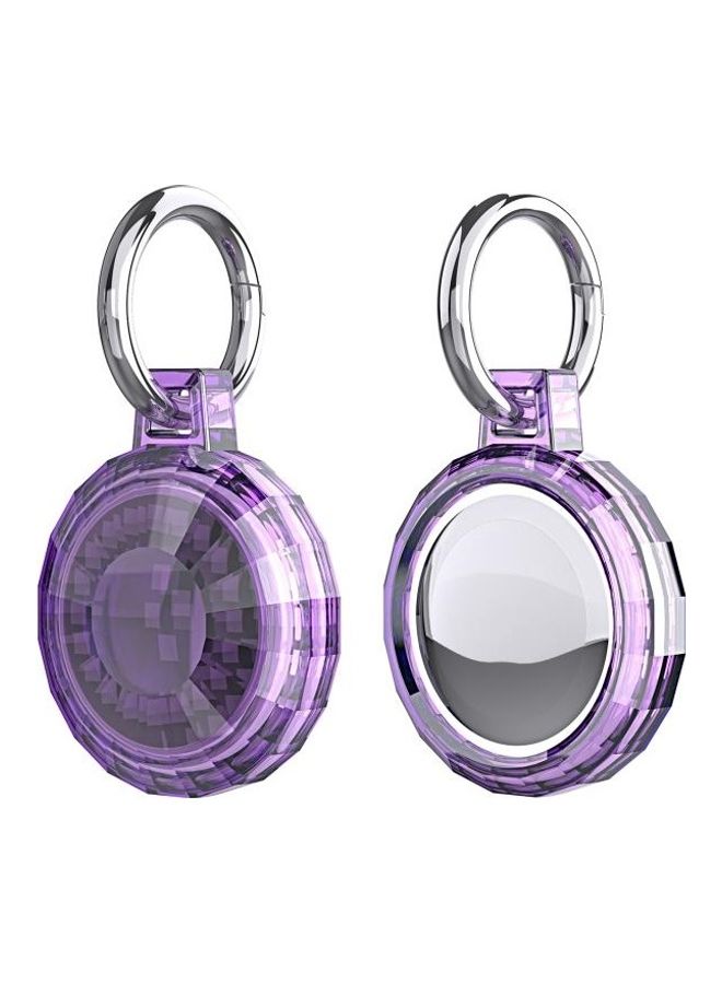 BGM - Edges Corners Style Anti-Scratch Shockproof Clear TPU Protective Cover Case with Keychain Hook Loop for Apple AirTag Purple - Image 1