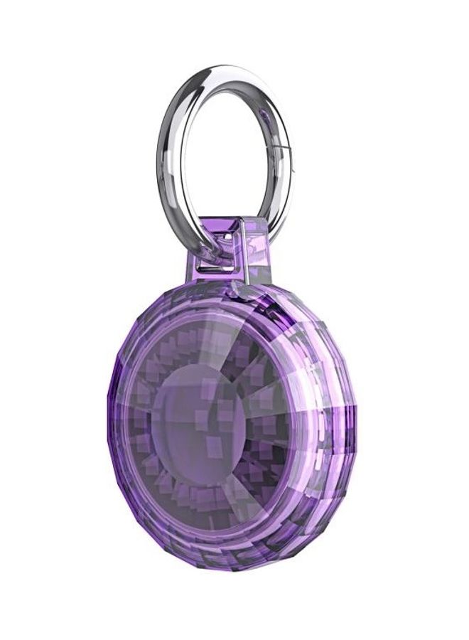 BGM - Edges Corners Style Anti-Scratch Shockproof Clear TPU Protective Cover Case with Keychain Hook Loop for Apple AirTag Purple - Image 1