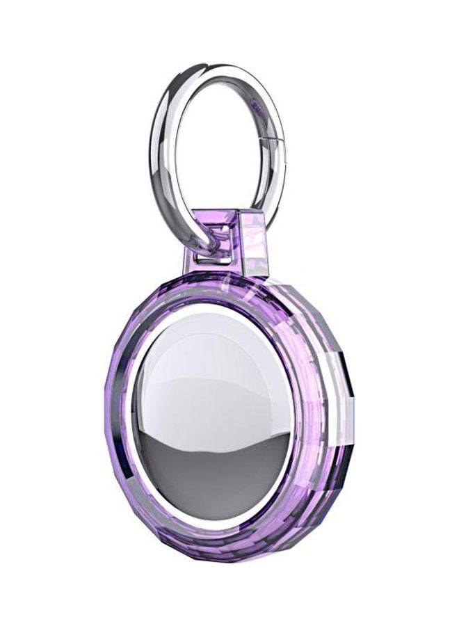 BGM - Edges Corners Style Anti-Scratch Shockproof Clear TPU Protective Cover Case with Keychain Hook Loop for Apple AirTag Purple - Image 1