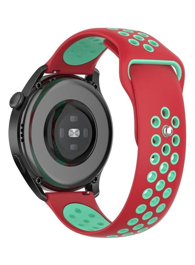 BGM Silicone Replacement Strap Watchband For Huawei Watch 3 / 3 Pro 22mm Red/Green - Image 5