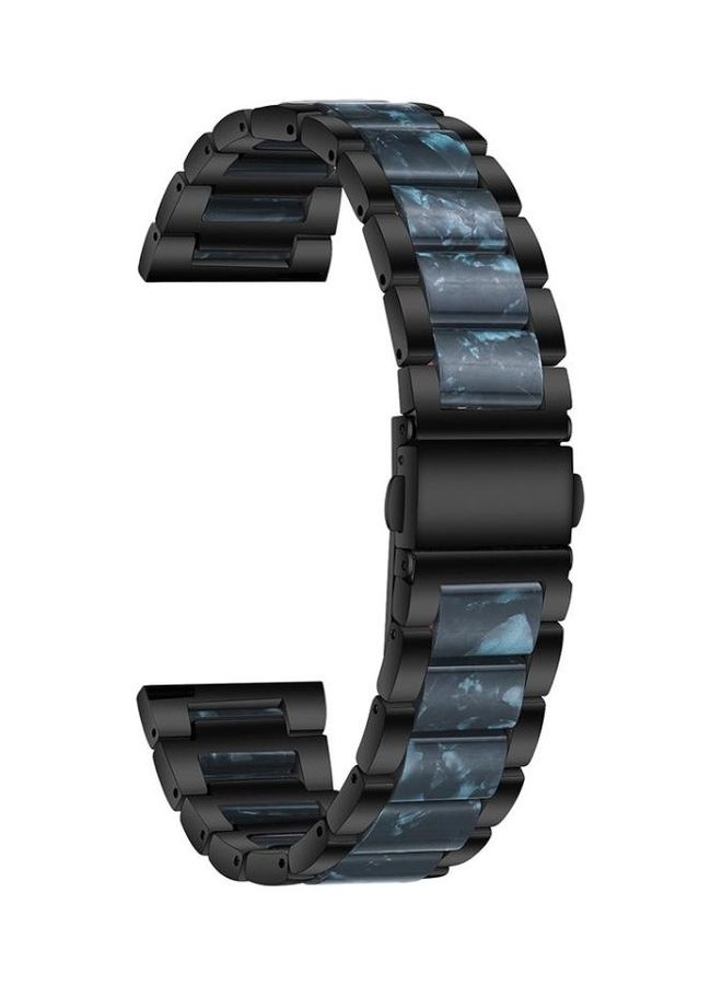 BGM Universal Three-beads Stainless Steel Resin Replacement Strap Watchband For Garmin Venu/Vivoactive 3 Music 20mm Black - Image 1