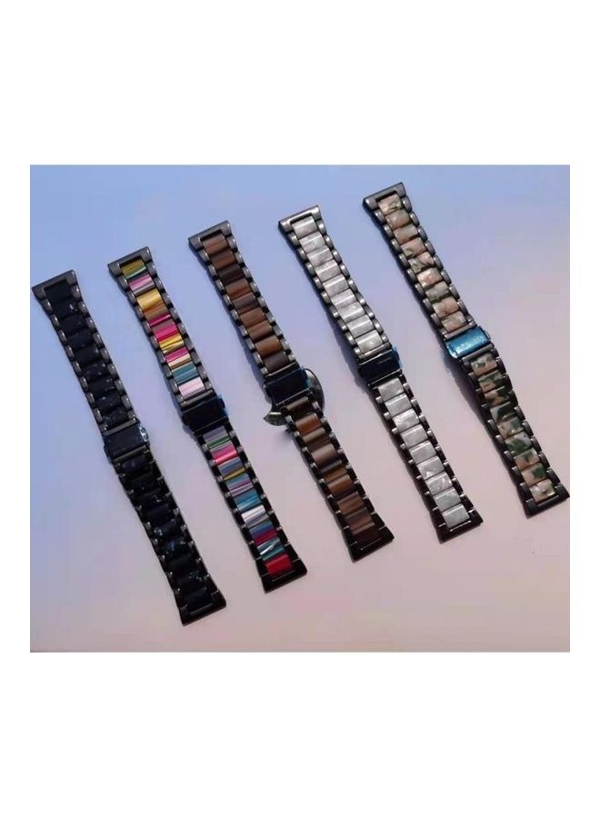 BGM Universal Three-beads Stainless Steel Resin Replacement Strap Watchband For Garmin Venu/Vivoactive 3 Music 20mm Black - Image 5