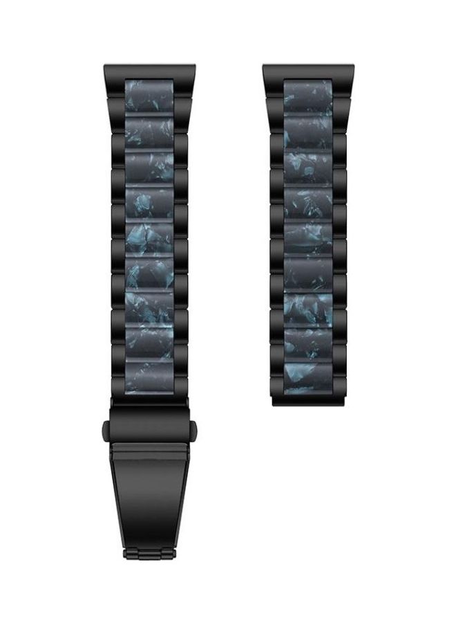 BGM Universal Three-beads Stainless Steel Resin Replacement Strap Watchband For Garmin Venu/Vivoactive 3 Music 20mm Black - Image 2