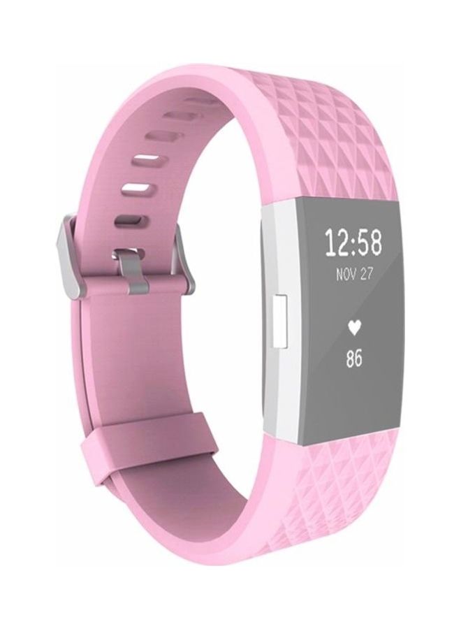 BGM Diamond Texture TPU Watchband For Fitbit Charger 2 Bracelet Watch , Pink - Image 1
