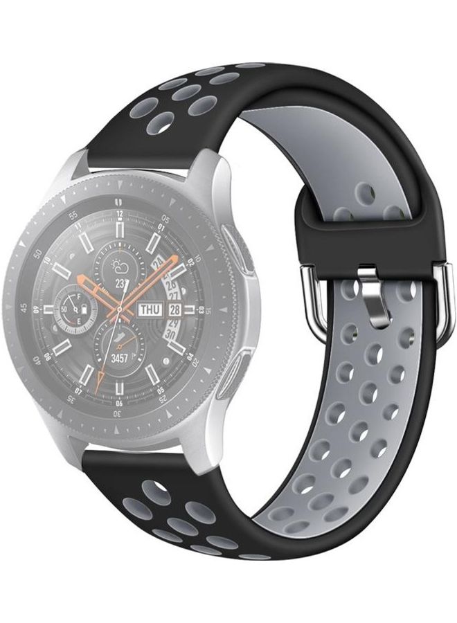 BGM Silicone Double Colour Wrist Strap Watchband For Galaxy Watch 46/S3/Huawei GT 1/2 22mm Black - Image 1