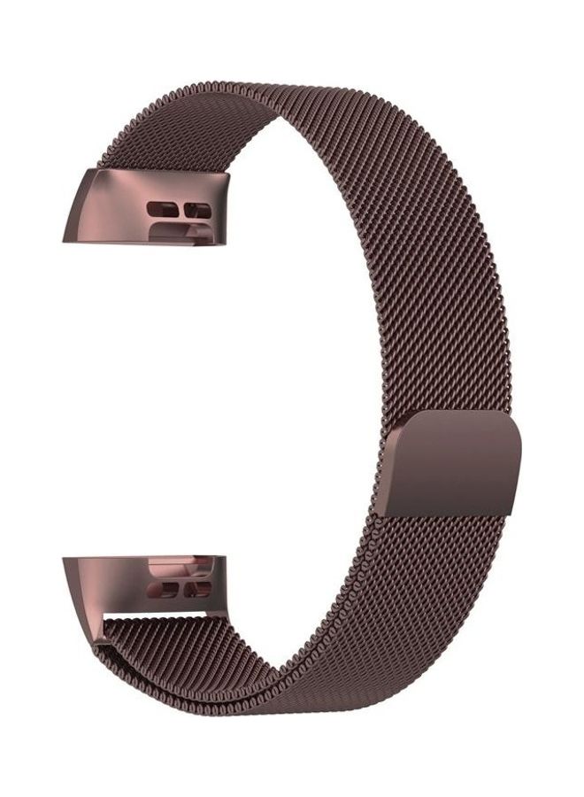 BGM Stainless Steel Magnet Wrist Strap for FITBIT Charge 4 Brown - Image 2