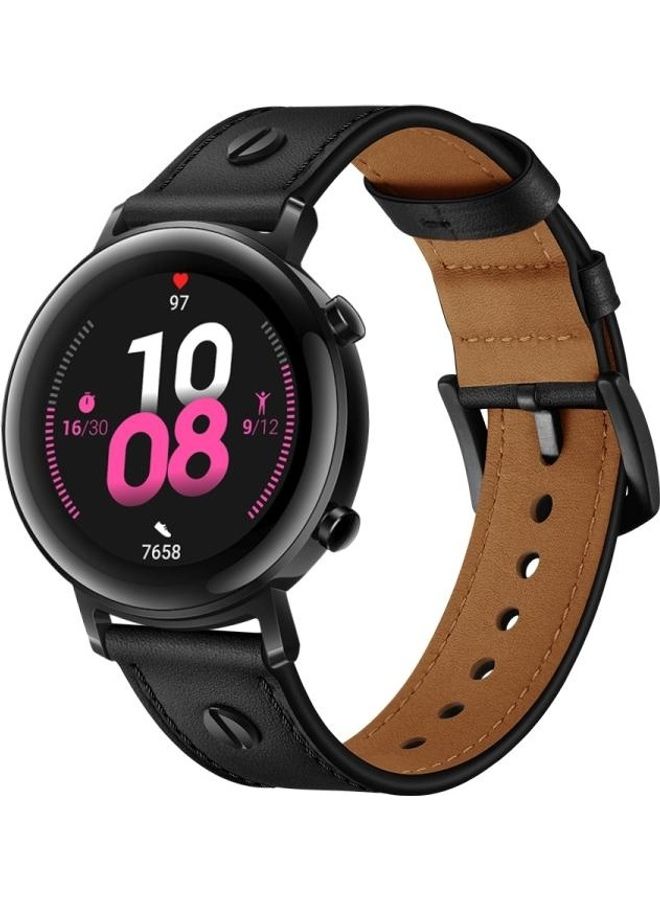 BGM Leather Strap 22mm For Huawei Watch GT2e / GT2 46mm Black - Image 1