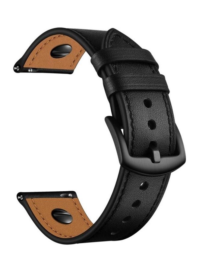 BGM Leather Strap 22mm For Huawei Watch GT2e / GT2 46mm Black - Image 2