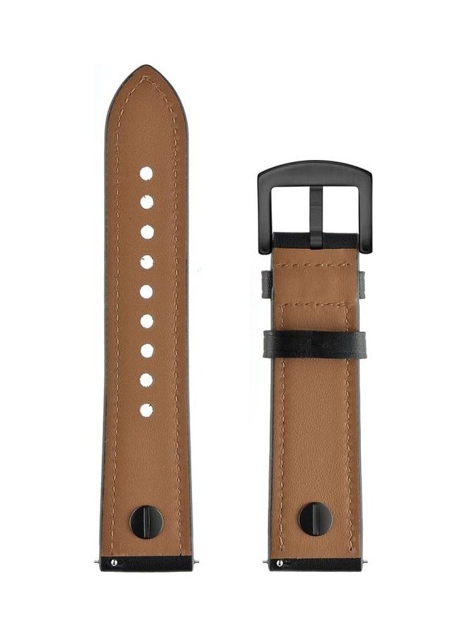 BGM Leather Strap 22mm For Huawei Watch GT2e / GT2 46mm Black - Image 3