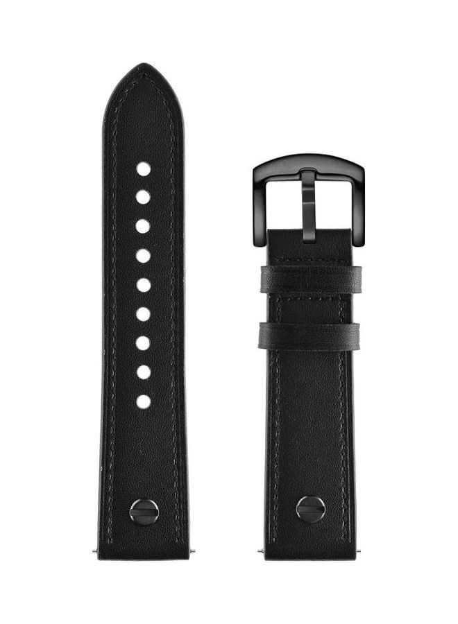 BGM Leather Strap 22mm For Huawei Watch GT2e / GT2 46mm Black - Image 4