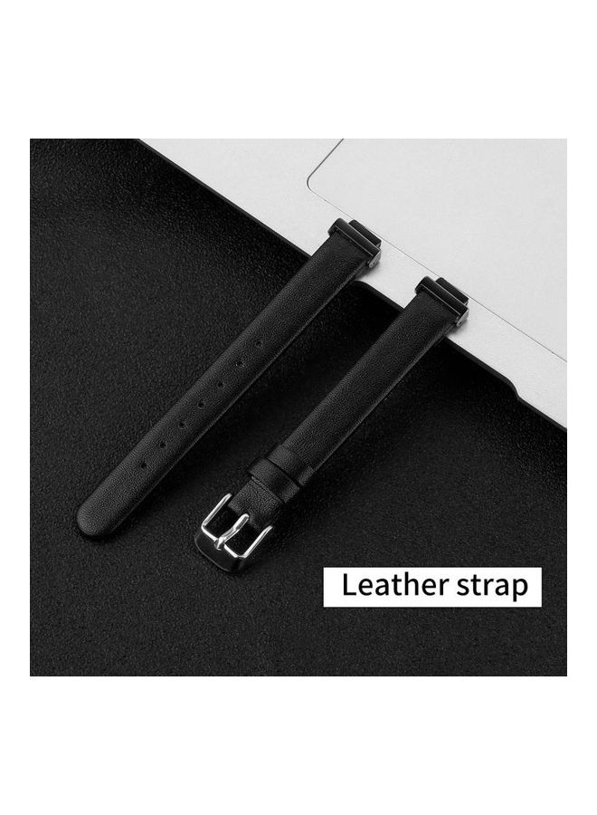 بي جي إم سوار معصم بديل من الجلد مع موصل معدني لساعة فيتبيت إنسباير/ إنسباير HR أسود - Image 2