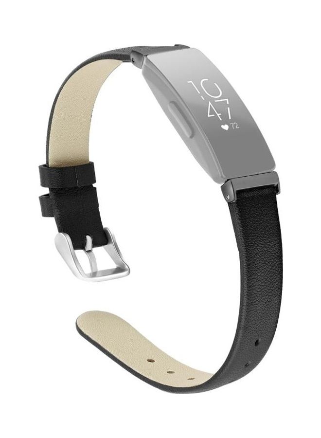 بي جي إم سوار معصم بديل من الجلد مع موصل معدني لساعة فيتبيت إنسباير/ إنسباير HR أسود - Image 1