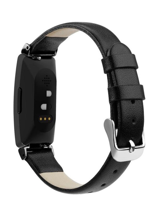 بي جي إم سوار معصم بديل من الجلد مع موصل معدني لساعة فيتبيت إنسباير/ إنسباير HR أسود - Image 4